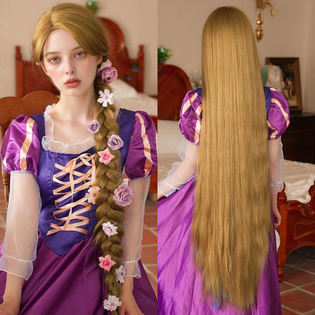 Rapunzel Kostüm Peruk Ekstra Uzun Sarı Düz Saç | Cadılar Bayramı ve Cosplay | Doğal Görünüm | Hafif Ayarlanabilir Başlık (Kadınlar için mükemmel)