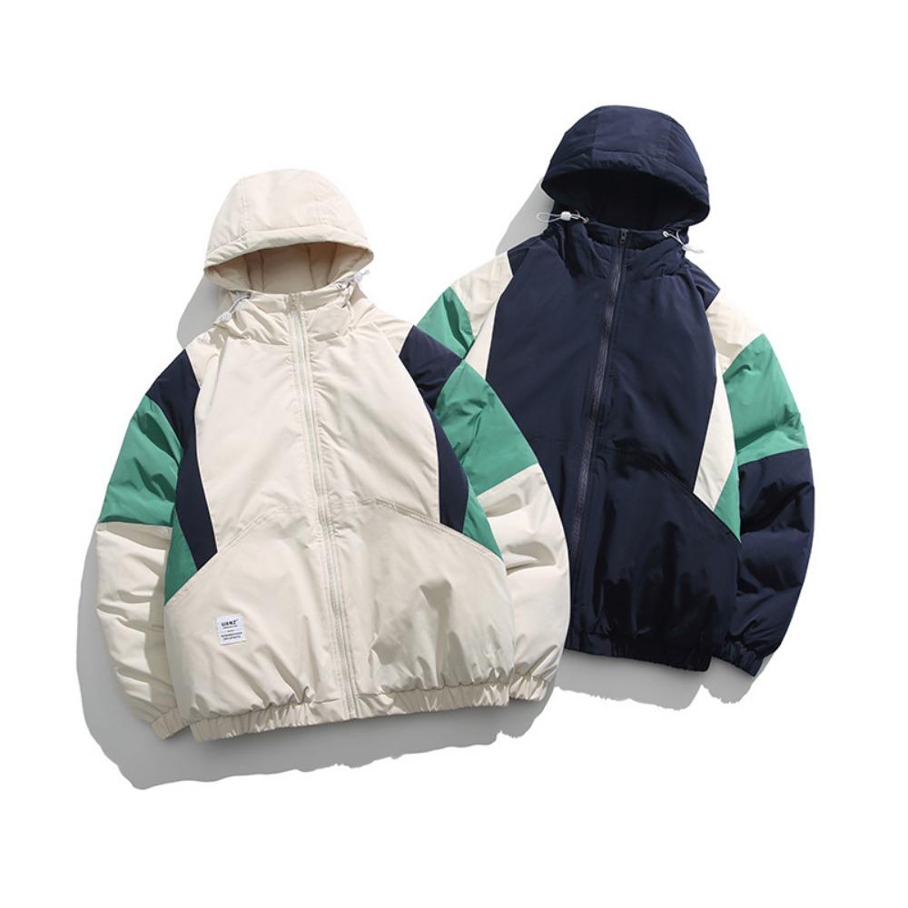 Cotton-padded men's autumn and winter new hooded outdoor windproof velvet thermal jacket men's jacket trendy casual men's clothing