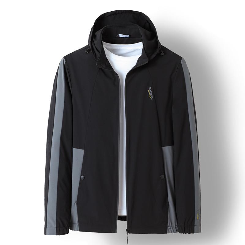 Spring and Autumn New Men's Casual Windbreaker Jacket, Young and Middle-aged Trendy Fashion Hooded Short Windbreaker Men's Tops