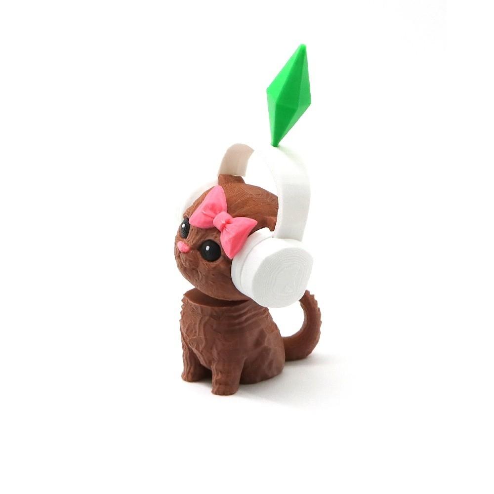 

Car Accessory Mini Earphone Cat Model Cute Sims Cat Dashboard Decor Cat Figurine коричневий