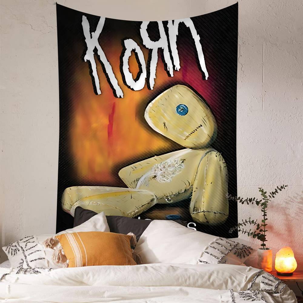Rock Band K-Korn Anime Tapestry Hippie Flower Wall Carpets Dorm Decor Cheap Hippie Wall Hanging