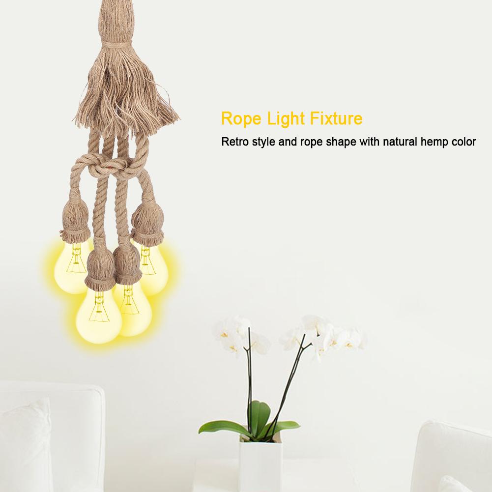 0.5m E27 Vintage Hemp Rope Ceiling Light Base Pendant Lamp Bulb Holder 85-265V (3*holder)