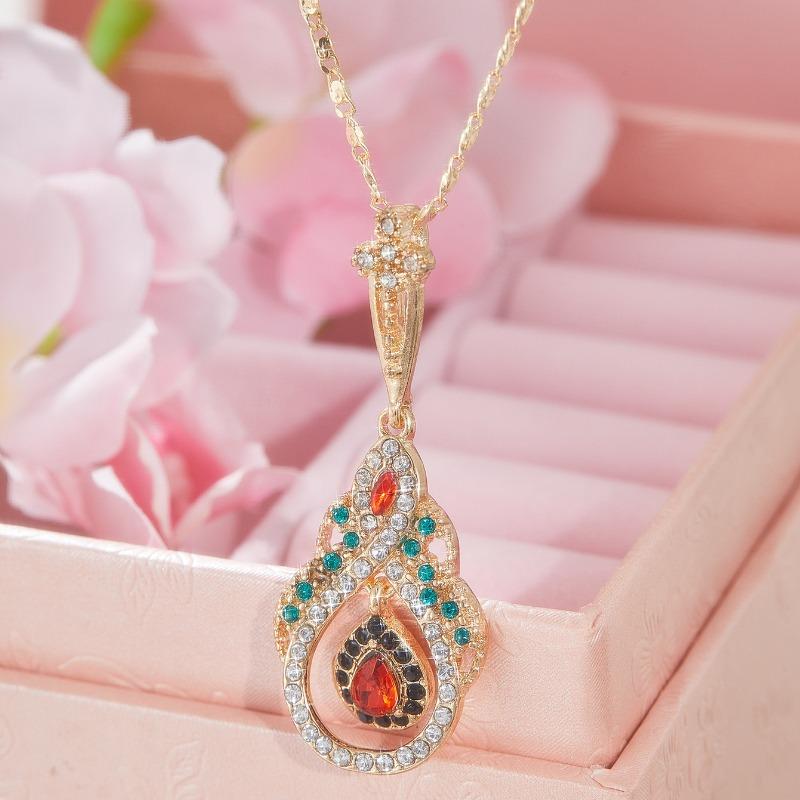 able Классический цветной циркон кулон-капля ожерелье женское ретро премиум holiday party свадебные украшения подарок