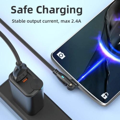 Micro USB Cable L Shape 180 Degree Rotation 2.4A Quick Charging & Data Transfer Made of Reinforced TPE USB Type A to Micro B Cable Micro Charging Cord