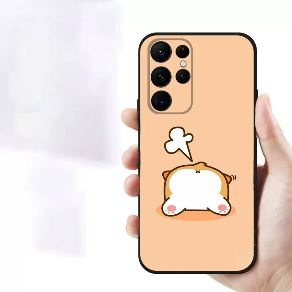 

Милый щенок корги Чехол для телефона для Samsung S23,23,22,30,21,10,9,Note20 Ultra,Lite,Ultra,5G,Plus,FE,Черный мягкий чехол Samsung S23ULTRA5G