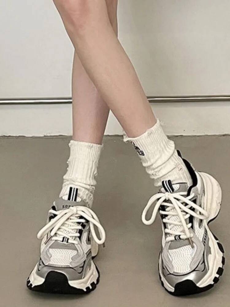 Women Sports Shoes  New Summer Women'S Casual Sneakers Thick Soled Slimming Lightweight Mesh Height Increasing Shoes