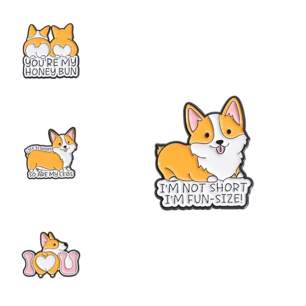 Letter Corgi Delightful Brooch Pin Vibrant Cartoon Design Versatile Accessory Fashion