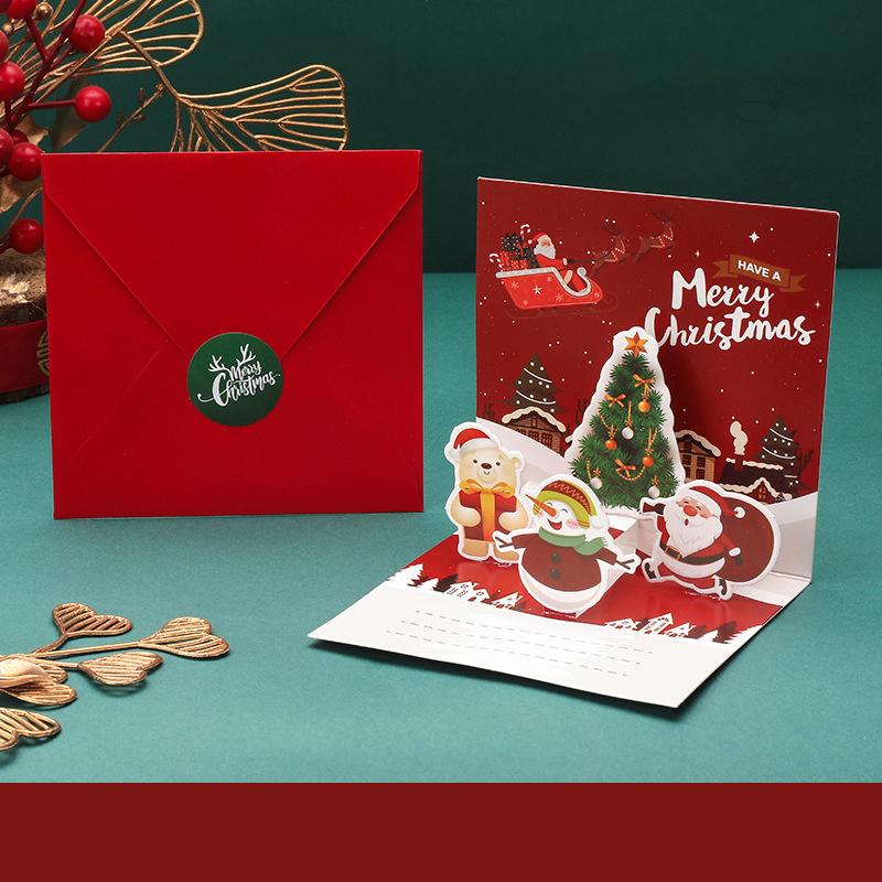 3D Pop Up Christmas Cards Foldable Greeting Cards Festive Holiday Cards New Year Blessings Cards Colorful Message Card Gift Cards For Christmas