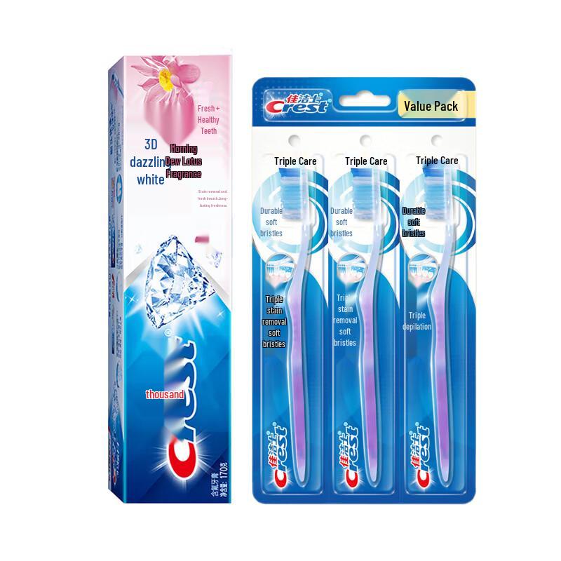 Набор: Зубная паста Crest 3D White и Зубная щетка Triple Care