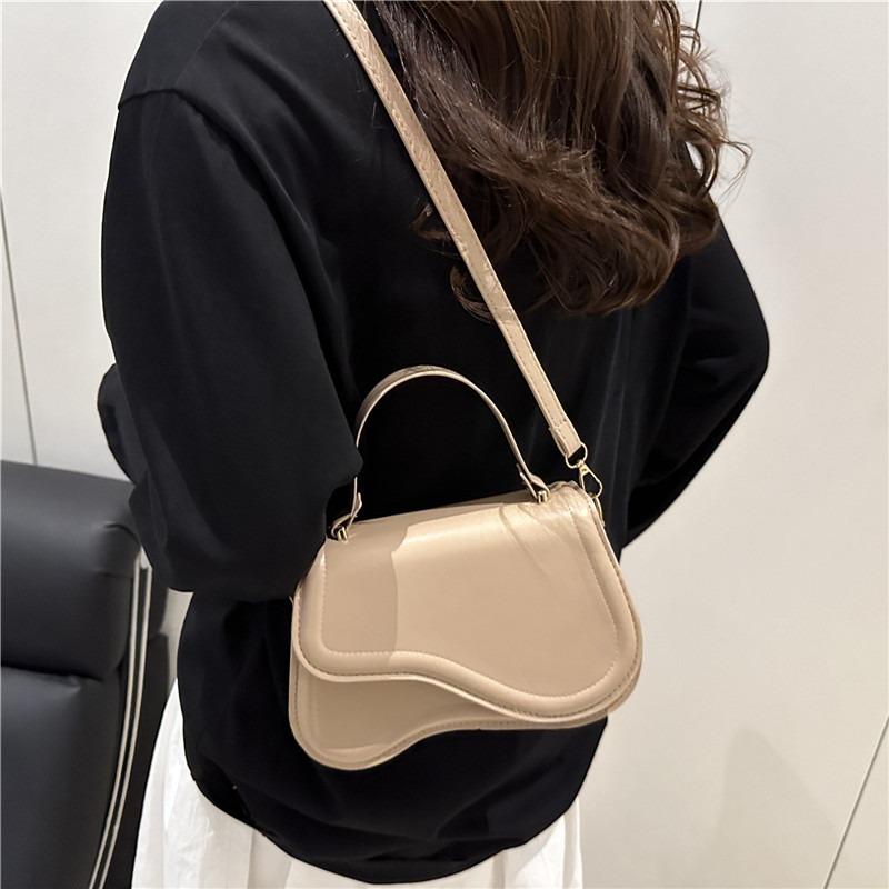 Popular new simple texture bag women's bag solid color shoulder crossbody portable small square bag