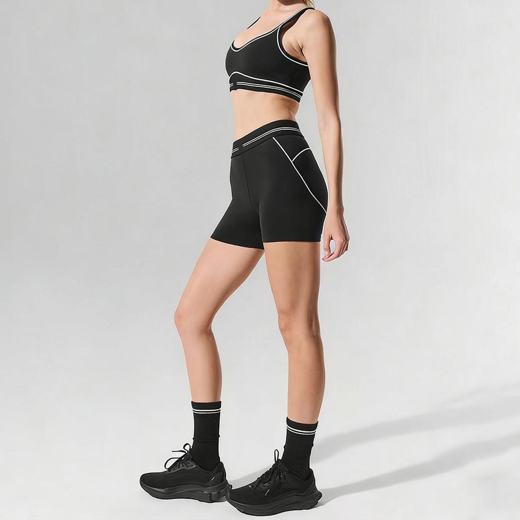 Alo Yoga Damen Farbkombination Sportanzug: Hautnahes Gefühl, Po-Hebend, Dreipunkt-Shorts für Laufen und Fitness