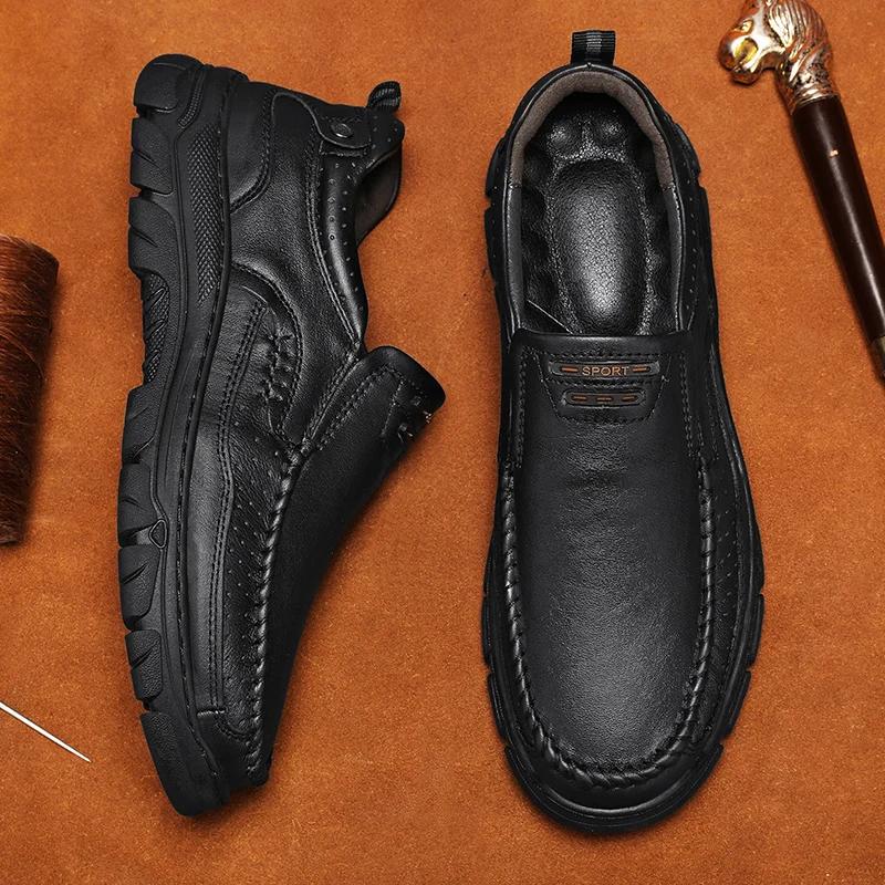 Fashion New Men Casual Shoes Genuine Leather Men's Handmade Slip-on Driving Shoes Flat Loafers Moccasins Walking Hombre Zapatillas Male