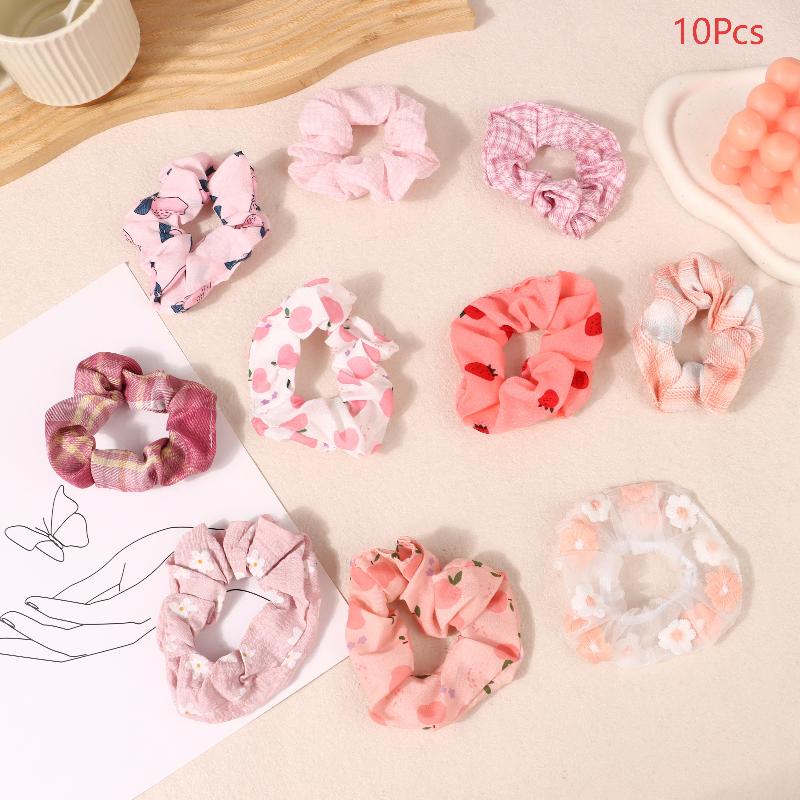 10Pcs Hair Rings Simple Cute Women Classic Large Intestine Hair Rings Marble Head Spring Summer Hair Accessories