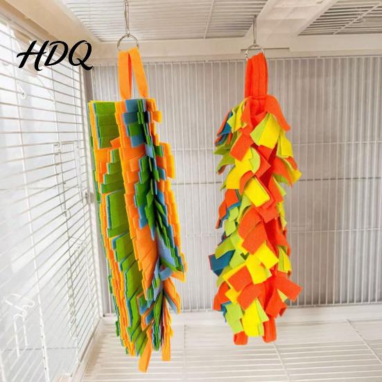 Hamster Climbing Toy 2Pcs Parrot Chewing with Metal Hanging Ring Colorful Felt