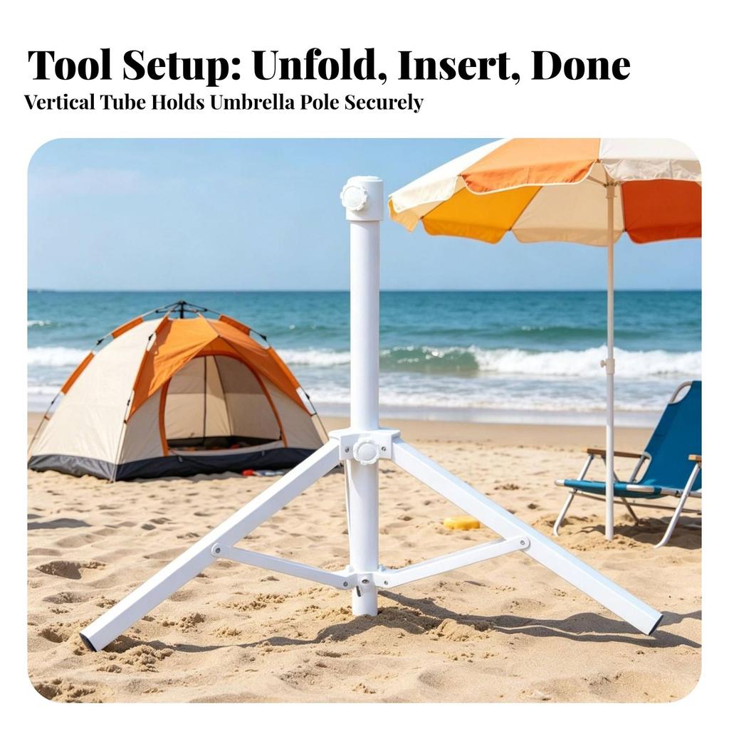 Foldable Umbrella Stand Compact Outdoor Sunshade Anchor Stable for Beach, Patio