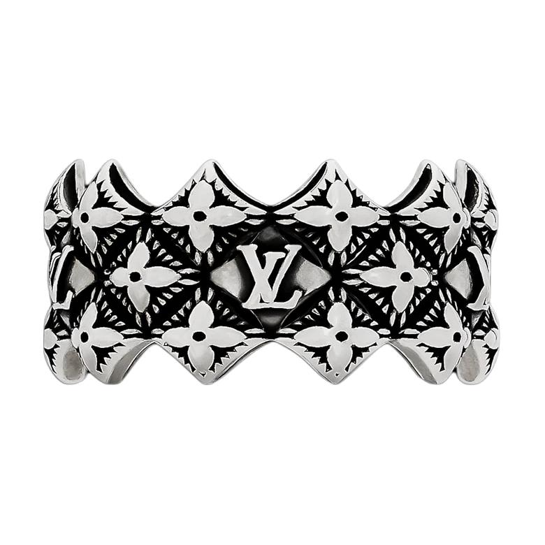

Louis Vuitton 26 Spring Summer Collection Engraved Logo 925 Silver Ring Men ring M1895 Box+Shopping Bag,M