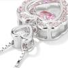 Women Necklace Pink Rhinestone Heart Pendant Adjustable Length Clavicle Necklace Valentines Day Anniversary Gift Wedding