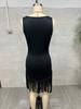 Retro Western Deep V Fringe Spaghetti Strap Slim Fit Dress
