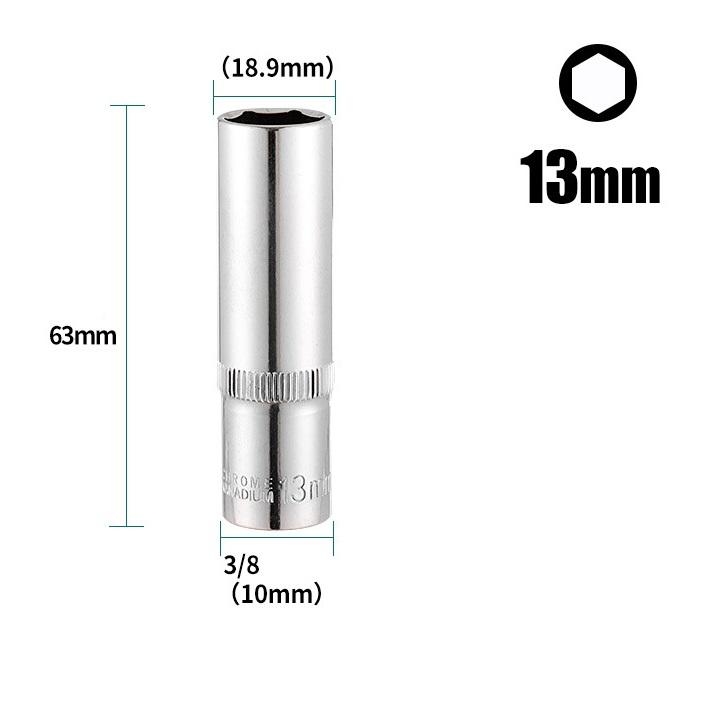 1PC 3/8in Deep Socket Adapter Hex Socket Wrench Heads Ratchet Tool 8-24mm 1/2Drive 6 Point Socket For Impact Deep Socket Adapter