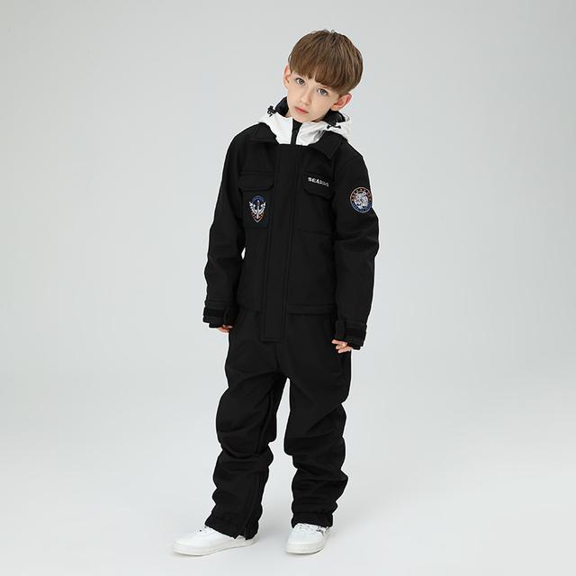 AEGJEGVD Schneeanzug Kinder Unisex Skianzug Verdickt Warm Skioverall Winter Warme Skianzüge Mit Kapuze Schneeoverall Wasserdicht Winddicht Winteranzug Outdoor Thermo Skianzug SkianzüGe Einteiliges