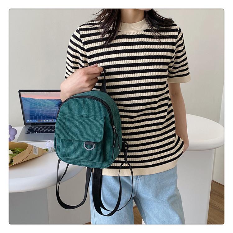 2023 New Velvet Women's Bag Korean Trendy Soft Sister Shopping Backpack Simple Solid Color Student Backpack For Girls Green)
