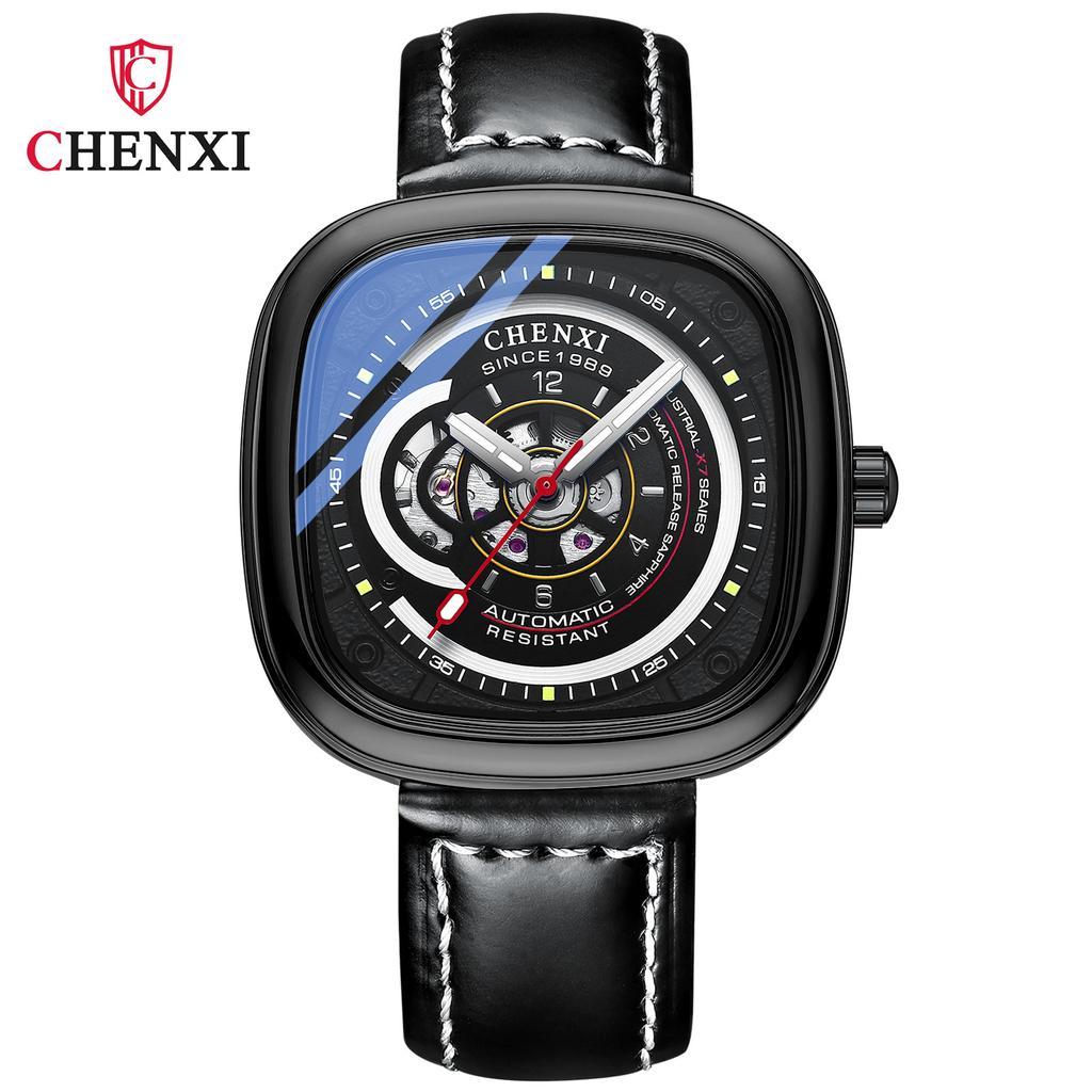 Hediye Kutusu ile En Lüks Kare Hollow Tam Otomatik Erkek Mekanik Saat