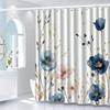 Elegant Floral Shower Curtain: Embrace the Soft Blue Design, Comfortable Fabric, and Romantic Vibes for Your Bathroom