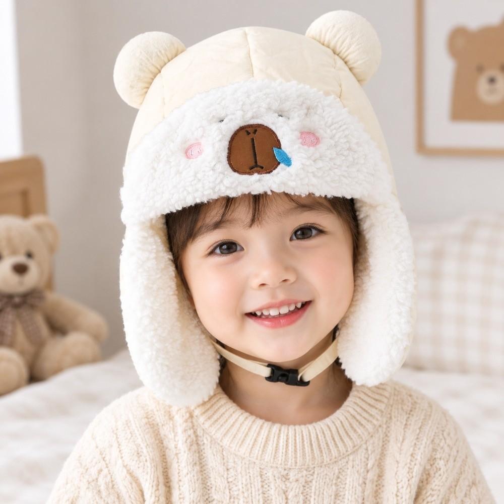 Adjustable Size Toddler Winter Hats Plushie Ears Protective Cap for Cold Weather