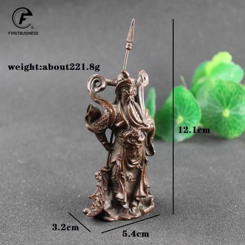 Antique Bronze Guan Gong Statue Ornament Pure Copper Buddha Figurines Miniatures Home Decoration Accessories Crafts Collections