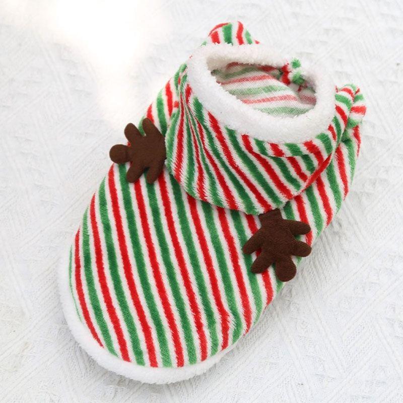 Elk Stripe Christmas Pet Hooded Sweater Cartoon Cute Christmas Dogs Cats Sweatshirt Funny Fleece Dog Christmas Warm Jumpsuit
