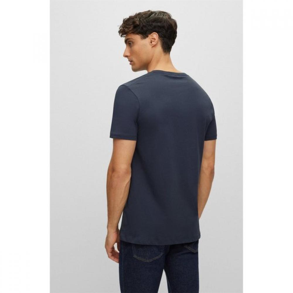 Boss 30  Off Slim FiT Liquid Finishing Pure CoTTon T shirT Dark Blue  5032168240