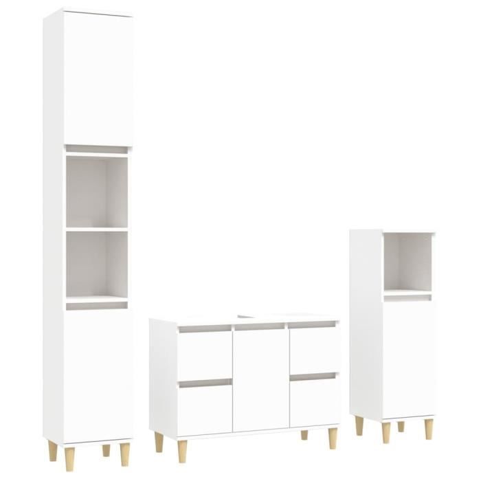 VidaXL Bathroom Furniture Set 3 Pcs White Engineered Wood 3185597