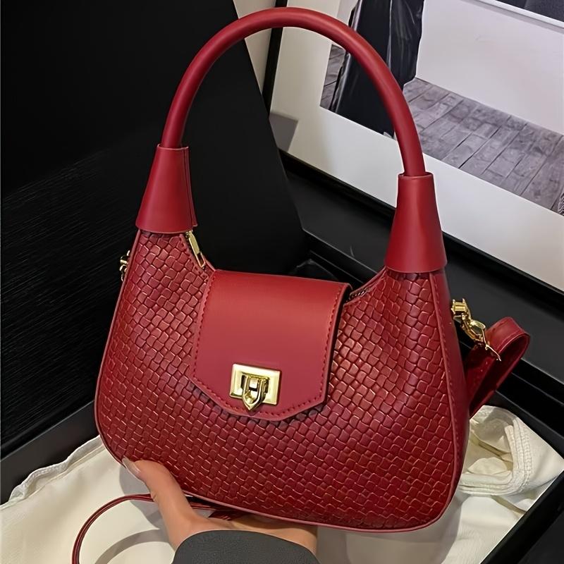 Women's Handbag, Vintage Woven Crescent Underarm Bag, Women's New Textured Portable Small Bag, Versatile Shoulder and Crossbody Work Bag