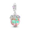 copper Cute Pink flowers Heart Pendant Bead Charms Compatible With 4MM hole diamete Charm Bracelets for Women Do It Yourself Jewellery Making Gift