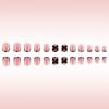 Glossy Black Square Nails with 3D Bows and Leopard Print – Versatile Daily Wear False Nails