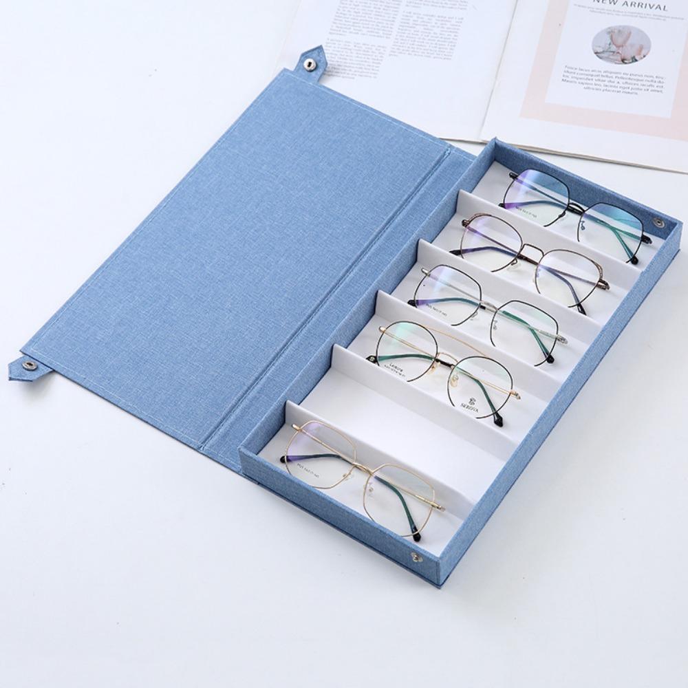 Linen 6 Slots Glasses Case Anti Pressure Eyeglass Display Box Glasses Storage Box  For Women Men