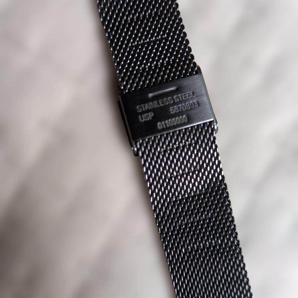 Used SKAGEN Watch Quartz Black Mesh Belt Battery Replaced (R8.7)
