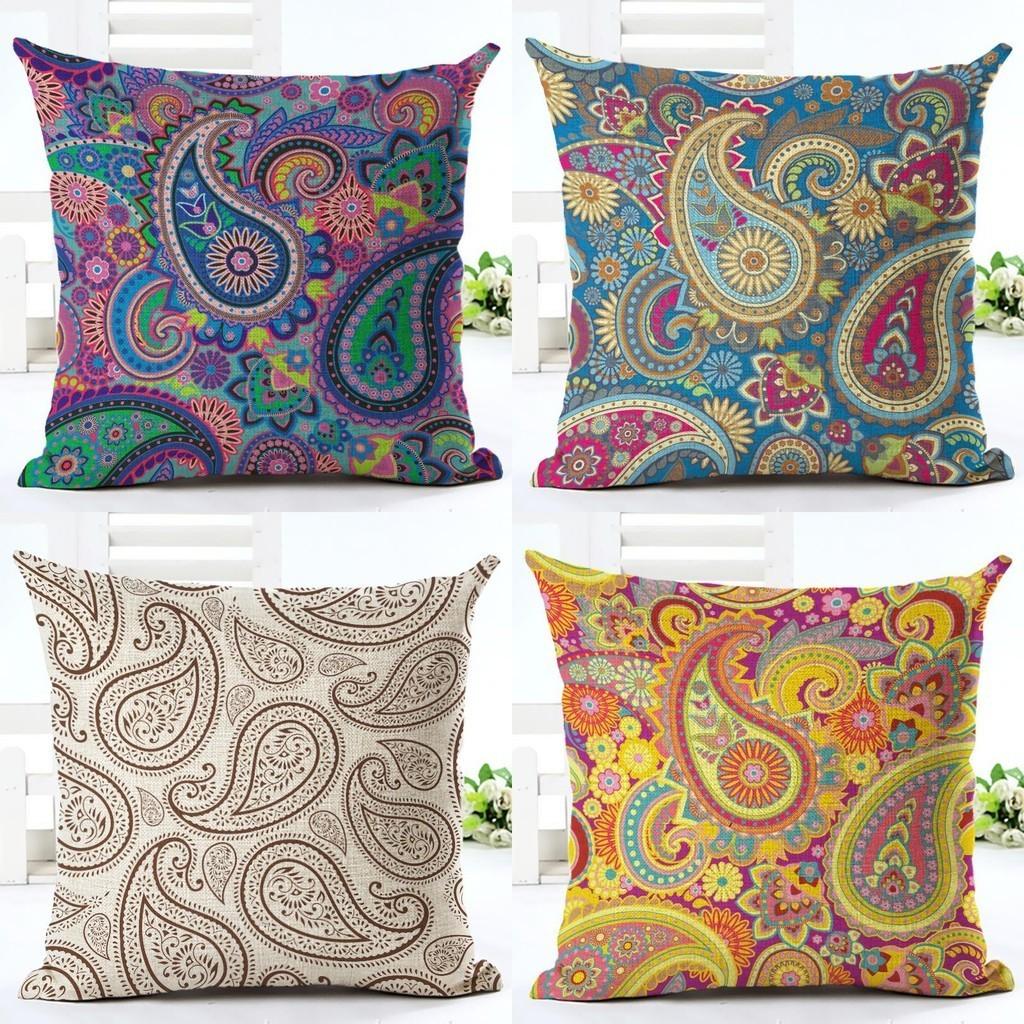 Exquisite Paisley Printed Ethnic Cushion Covers For Vintage Bohemian Sofa Decor