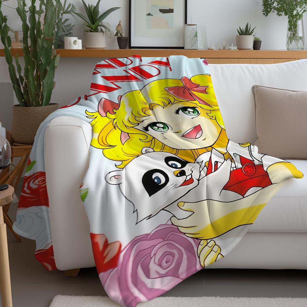 Lovely C-Candy Candy Girl Blanket Warm Soft Suitable For Bedroom Sofa Bed Living Room Office Travel Camping Gifts