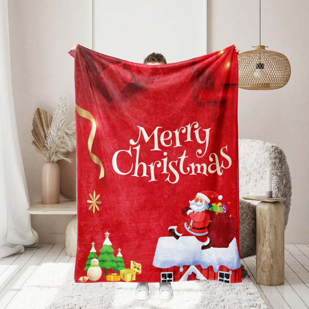 Christmas Series Printed Blanket for Sofa Bed Travel Camping Living Room Office Conditioning Blanket for All Seasons Gifts