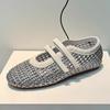 Fashion 2025 Summer New Mesh Breathable Women's Single Shoes Woven Cutout Mary Jane