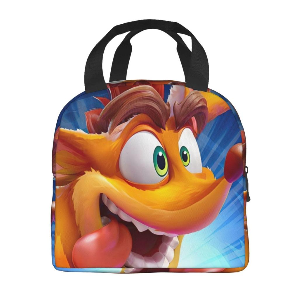 Crashs Bandicoots Cartoon Insulated Lunch Bags Video Game Food Container Portable Thermal Cooler Lunch Boxes For Work