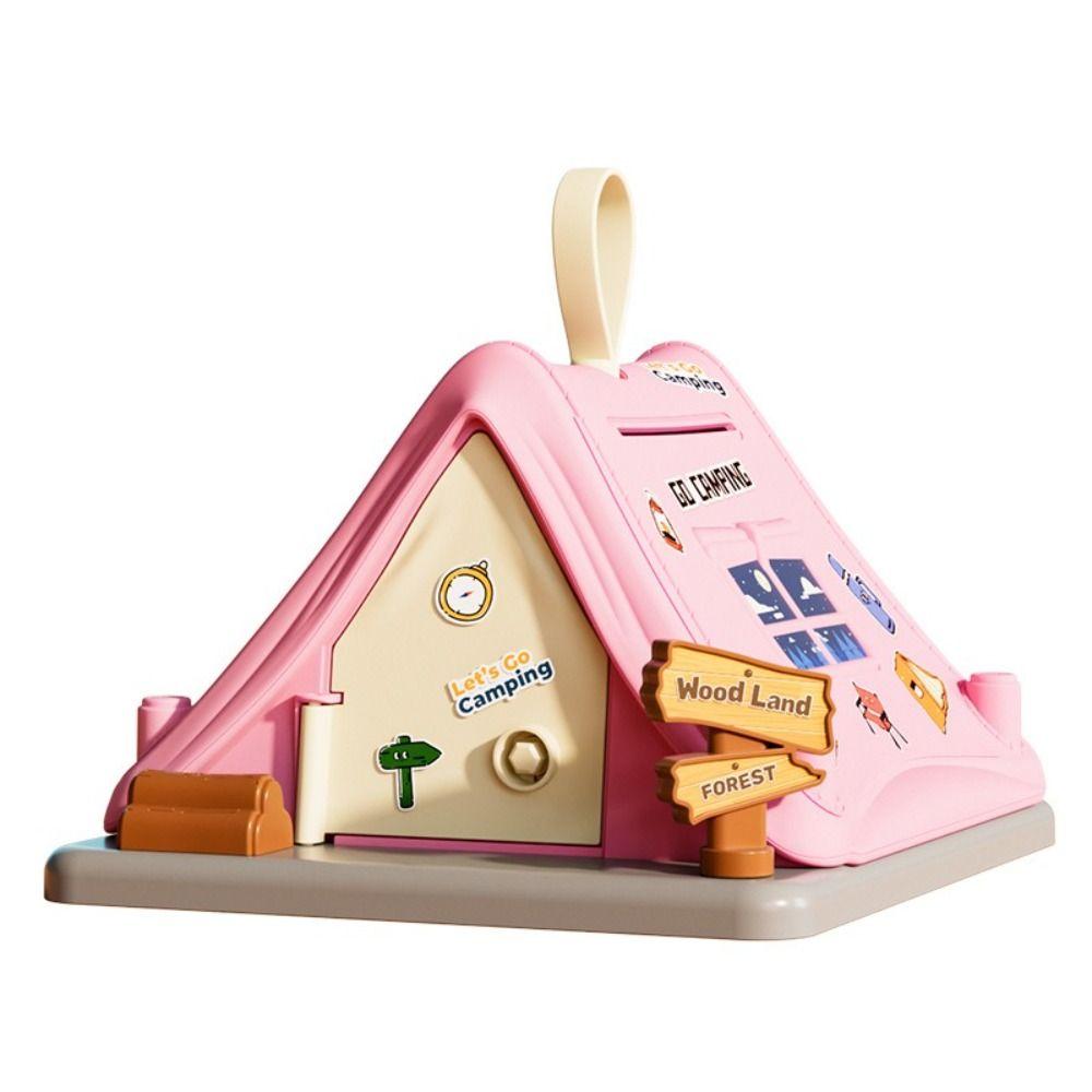 Tent Shaped Cash Box Portable Safe Savings Jar Fashion Coin Saving Box  Students