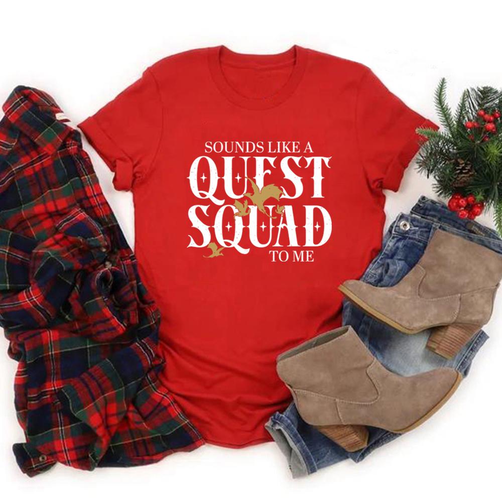 Basgiath War College T Shirt Fourth Wing Quest Squad T-shirts Men Women Short Sleeve T-Shirts Vintage Unisex Streetwear Tshirt