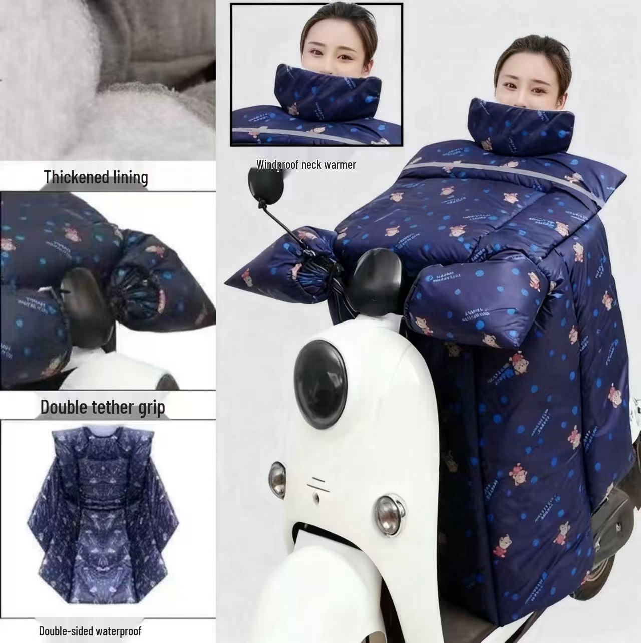 

Winter Waterproof & Cold-Proof Electric Vehicle Windshield with Reflective Strips and Side Wings Internet Celebrity Bear