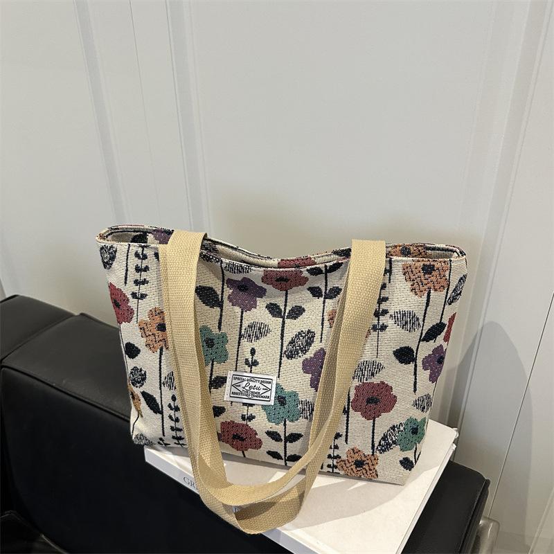 Popular Large-capacity Niche Shoulder Bag Women's New Canvas Bag Tote Class Handbag Commuter 2025 Make-up Bag