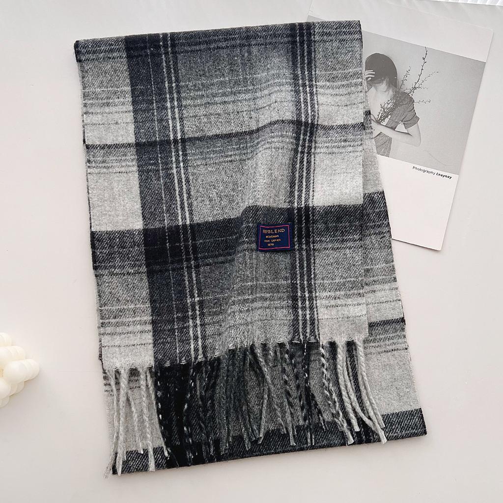 Stylish Design Classic British Imitation Cashmere Scarf Women Men Autumn Winter Plaid Warm Fringed Mufller Female Couple Scarf