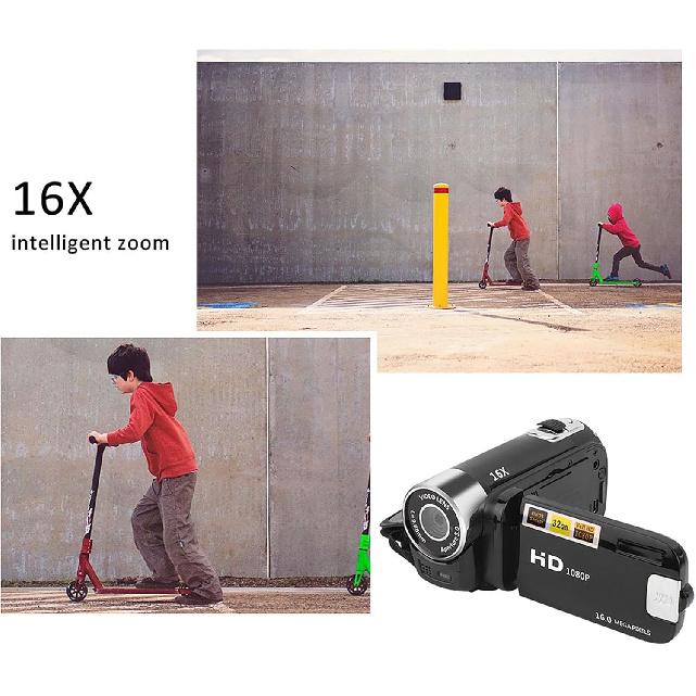 Ejoyous Digital Camera Recorder, DH‑90 High Definition Camera Image Video Camcorder 270° Rotation 2.7 Inch Colourful Display Screen 16X Zoom