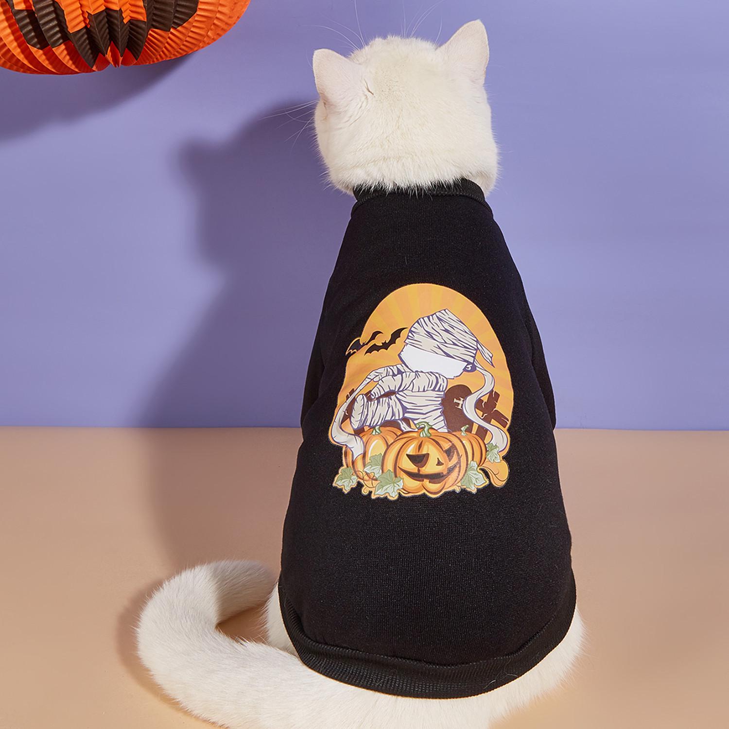 

Свитер с тыквой на Хэллоуин для домашних животных - забавный костюм для собак и кошек Small