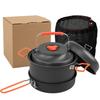 Oem Portable Outdoor Aluminum Alloy Cookware Set 1.6l Binaural Steamer Kettle And Large Frying Pan For Camping For Campers Hiker